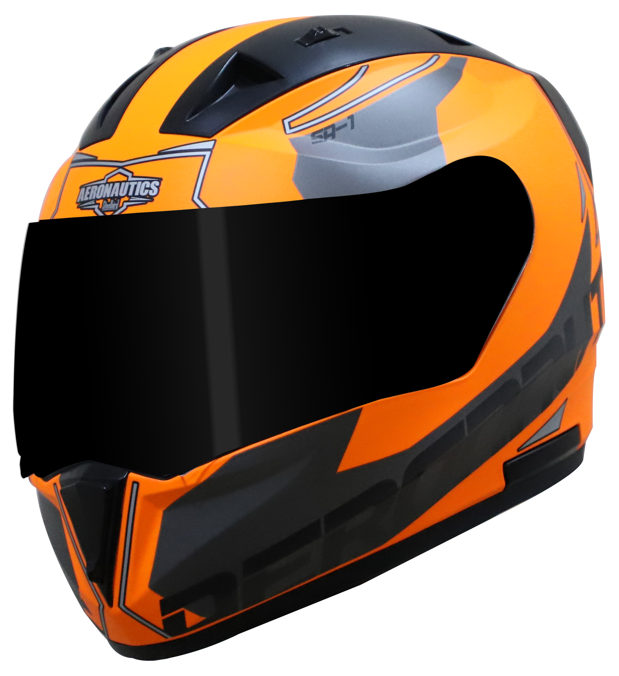 SA-1 RTW GLOSSY FLUO ORANGE WITH WHITE (FITTED WITH CLEAR VISOR EXTRA SMOKE VISOR FREE)